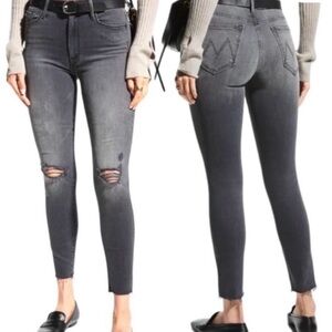 MOTHER The Looker Ankle Fray ‘Burning Out Lanterns’ Distressed Skinny Jeans 30